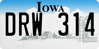 IA license plate DRW314