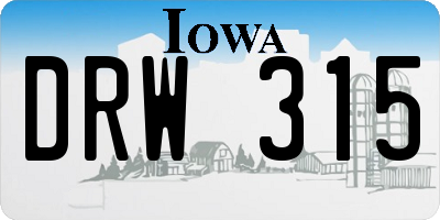IA license plate DRW315