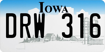 IA license plate DRW316