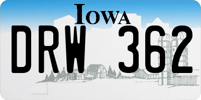 IA license plate DRW362
