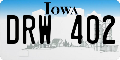 IA license plate DRW402