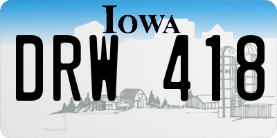 IA license plate DRW418