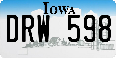 IA license plate DRW598