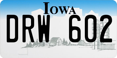 IA license plate DRW602