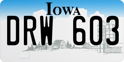 IA license plate DRW603