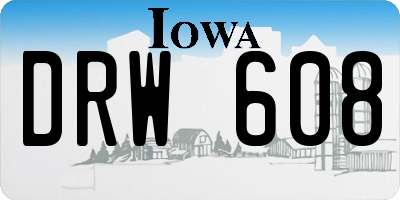 IA license plate DRW608