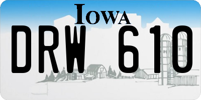 IA license plate DRW610