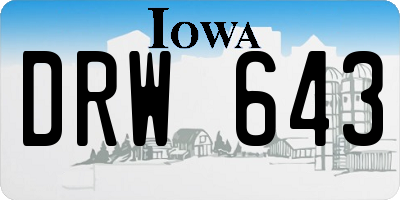 IA license plate DRW643
