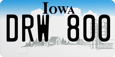 IA license plate DRW800