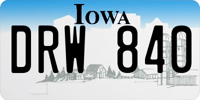 IA license plate DRW840