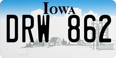 IA license plate DRW862