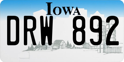 IA license plate DRW892