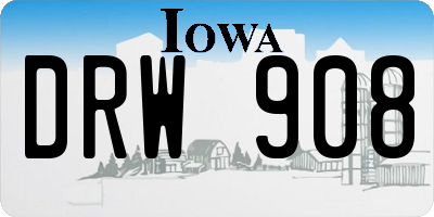 IA license plate DRW908