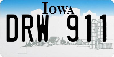 IA license plate DRW911