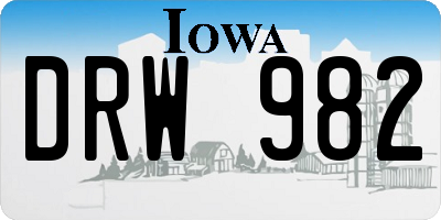 IA license plate DRW982