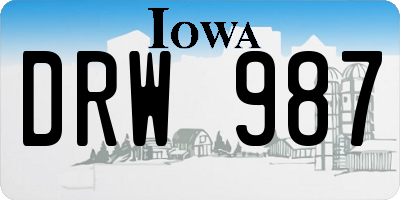 IA license plate DRW987
