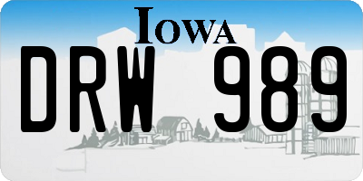 IA license plate DRW989