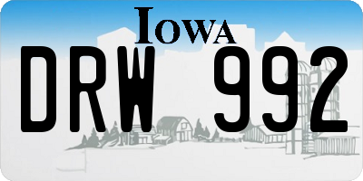 IA license plate DRW992