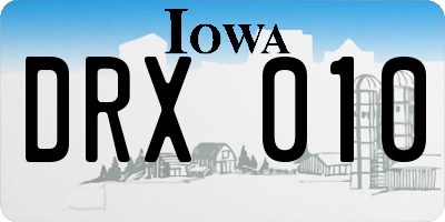 IA license plate DRX010