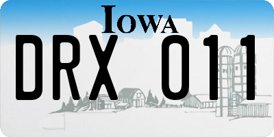 IA license plate DRX011