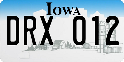 IA license plate DRX012