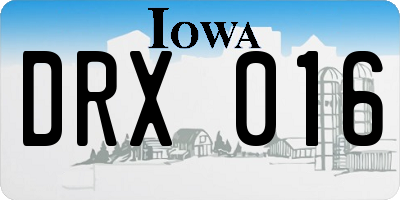 IA license plate DRX016