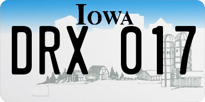 IA license plate DRX017