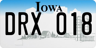 IA license plate DRX018