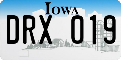 IA license plate DRX019