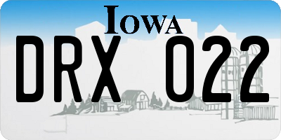 IA license plate DRX022