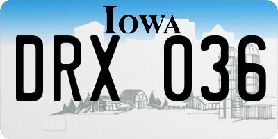 IA license plate DRX036