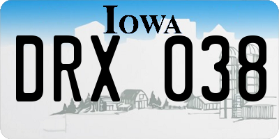 IA license plate DRX038