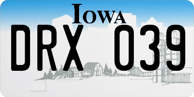 IA license plate DRX039
