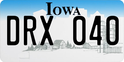 IA license plate DRX040