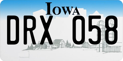 IA license plate DRX058