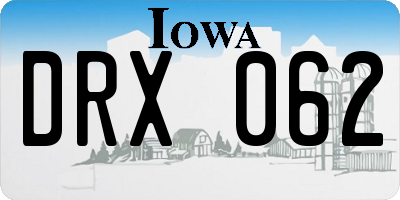IA license plate DRX062