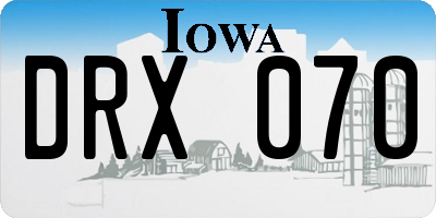 IA license plate DRX070