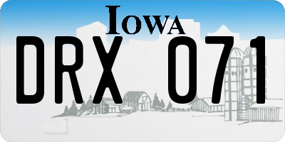 IA license plate DRX071