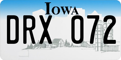 IA license plate DRX072