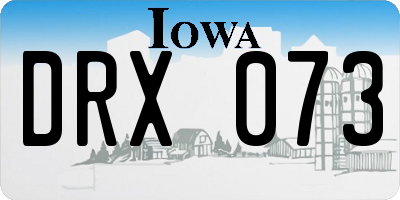 IA license plate DRX073