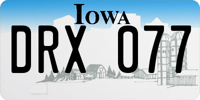 IA license plate DRX077