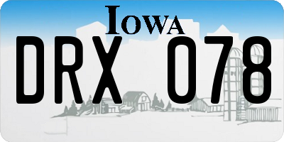 IA license plate DRX078