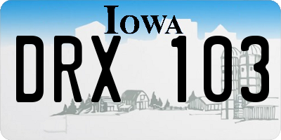 IA license plate DRX103