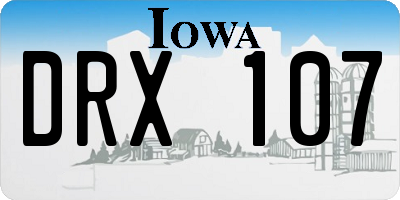 IA license plate DRX107