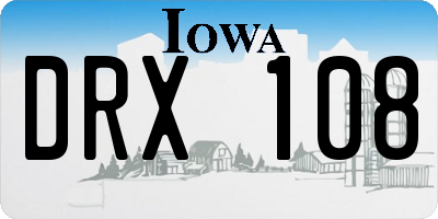 IA license plate DRX108