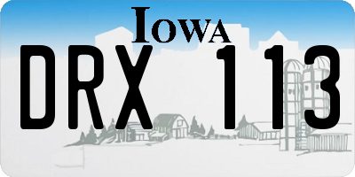 IA license plate DRX113