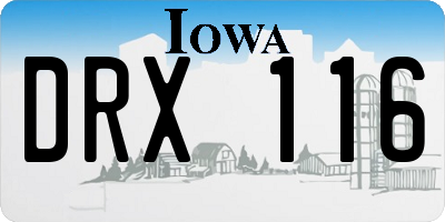 IA license plate DRX116