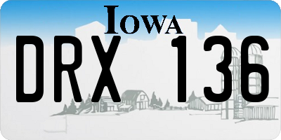 IA license plate DRX136