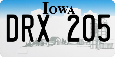IA license plate DRX205