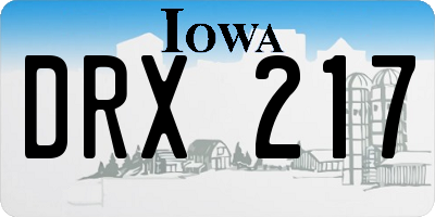 IA license plate DRX217